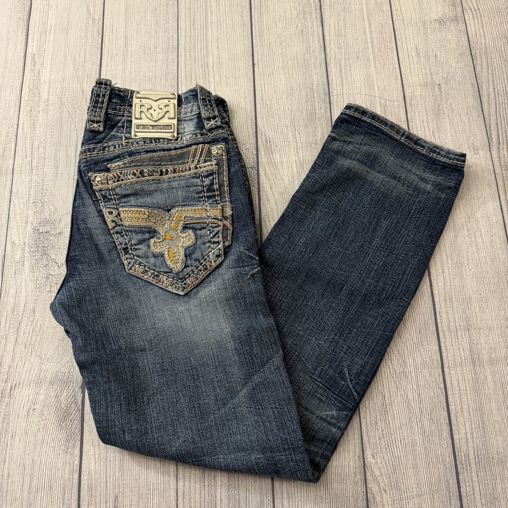 Rock Revival Saif Straight Jeans Size 29x30 Stretch Thick‎ Stitch Flaw Women's